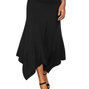 DJT Women's Vintage Elastic Waist Gypsy Irregular Jersey Long Skirt