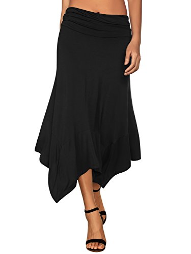 DJT Women's Vintage Elastic Waist Gypsy Irregular Jersey Long Skirt