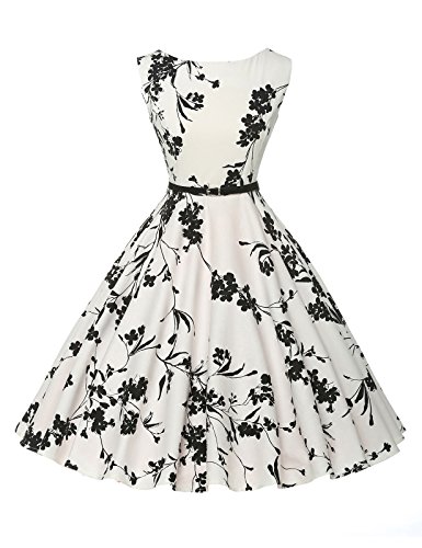 GRACE KARIN 1950s Vintage A-Line Cotton Hepburn Swing Fancy Party Dress with Belt XS~Plus Size 4X