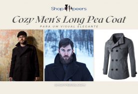 Cozy Men's Long Pea Coat para um Visual Elegante